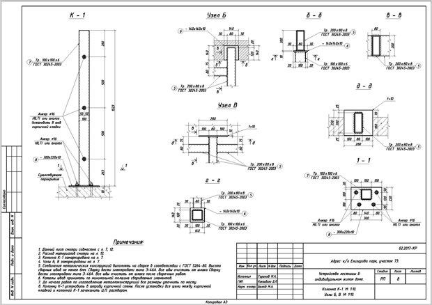 колонна лестницы. узлы